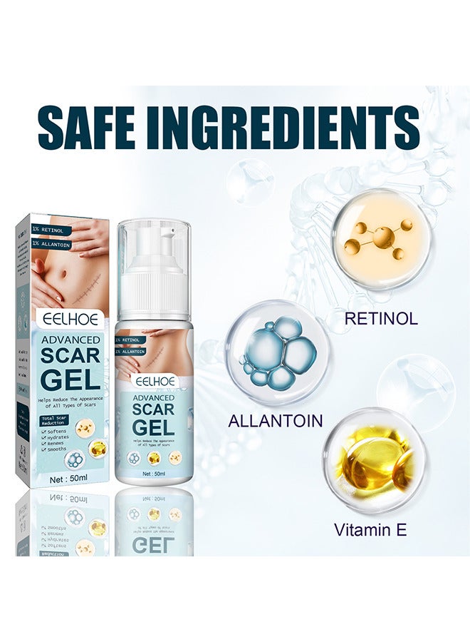 EELHOE Advanced Scar Gel, Medical Grade Scar Gel Advanced Scar Removal Gel For Surgical Scars Stretch Marks Acne Injury Burns Keloids Hypertrophic Old And New Scars 50ML - Image 2