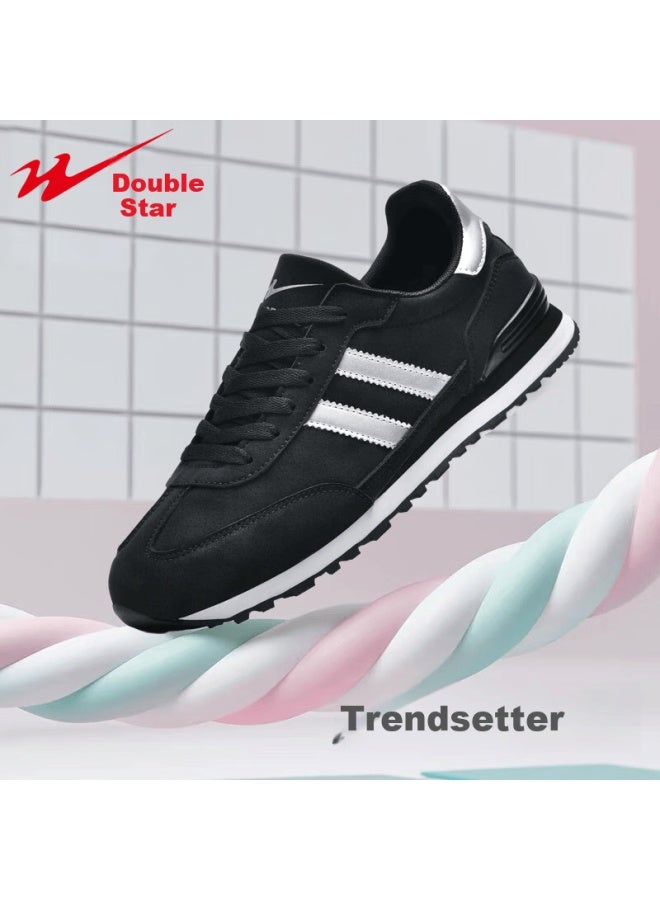 Shuangxing Men's Classic Retro Running Shoes Casual Lightweight Soft Sole Sports Sneakers Black Size 43