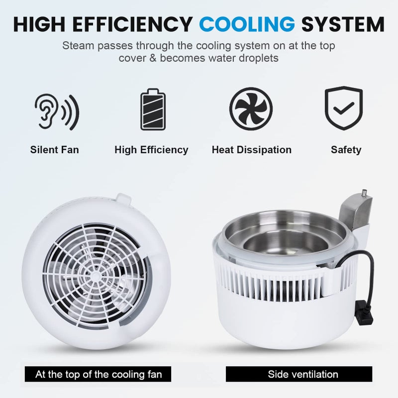 DC HOUSE 1 Gallon Water Distiller Machine, 750W 4L Pure Distilled Water Maker Machine for Home Countertop Table Desktop, Drinking Purifier for Home Kitchen CPAP Hmidifiers with Pastic Container - Image 5