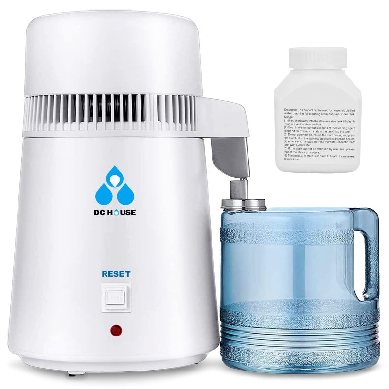 DC HOUSE 1 Gallon Water Distiller Machine, 750W 4L Pure Distilled Water Maker Machine for Home Countertop Table Desktop, Drinking Purifier for Home Kitchen CPAP Hmidifiers with Pastic Container - Image 1