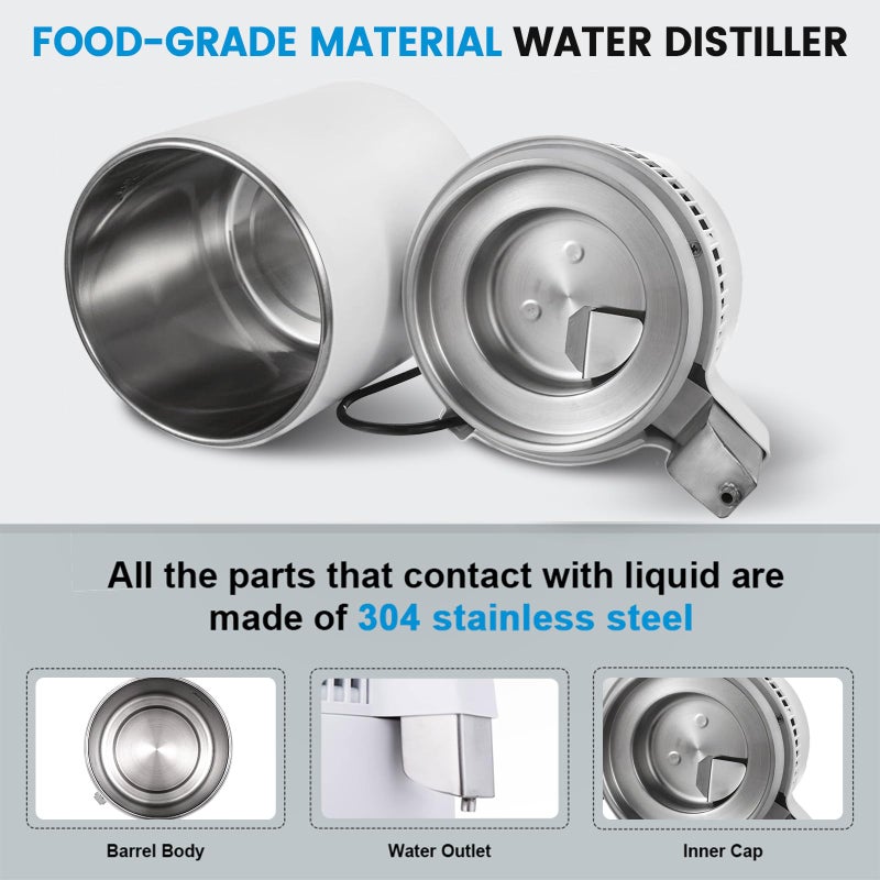 DC HOUSE 1 Gallon Water Distiller Machine, 750W 4L Pure Distilled Water Maker Machine for Home Countertop Table Desktop, Drinking Purifier for Home Kitchen CPAP Hmidifiers with Pastic Container - Image 3