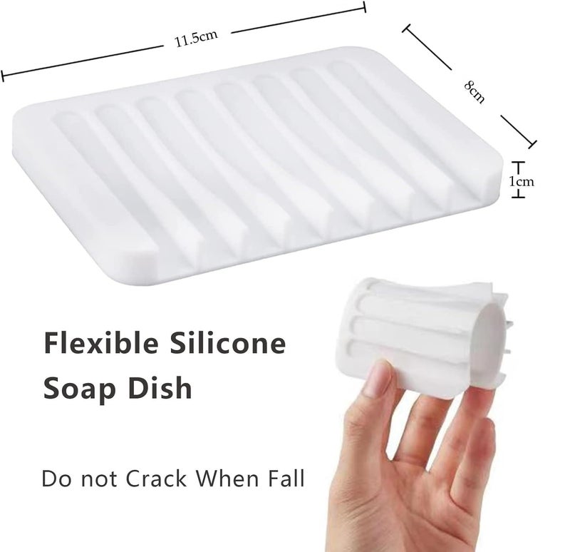Baskety Silicone Soap Holder Soap Dish Stand Saver Tray for Bathroom, Kitchen and Sink - Pack of 3 (White) - Image 2