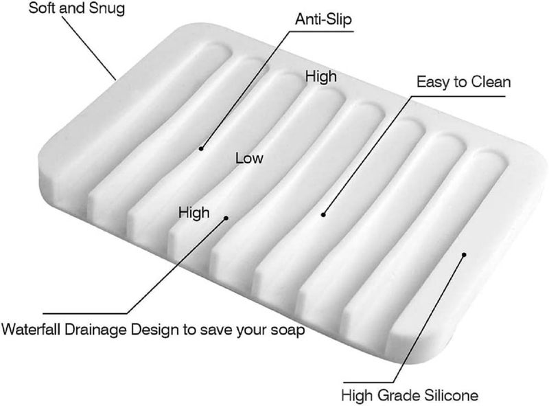 Baskety Silicone Soap Holder Soap Dish Stand Saver Tray for Bathroom, Kitchen and Sink - Pack of 3 (White) - Image 4