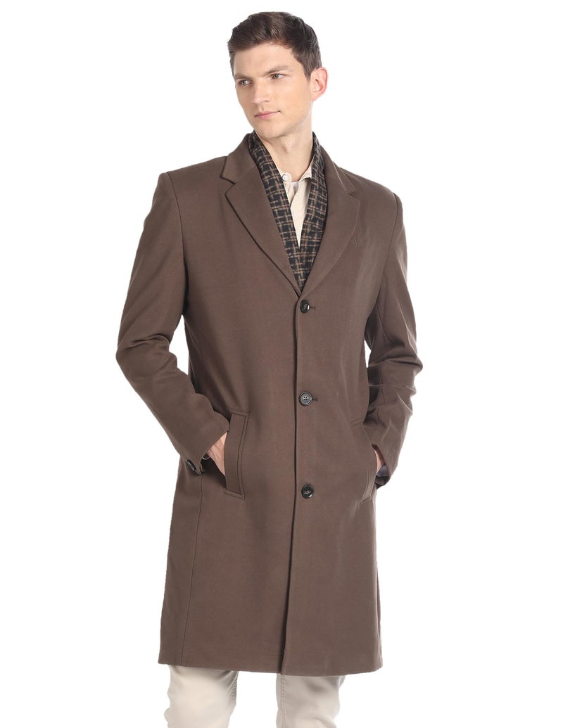 Arrow Men's Polyester Trench Knee Length Coat (ASAGJK4790_Brown, 2XL - Image 1