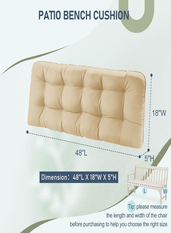 downluxe Outdoor Bench Cushion for Patio Furniture, Waterproof Tufted Overstuffed Porch Swing Cushions, Thick Outdoor Loveseat Cushions, 48" X 18" X 5", Khaki, Set of 1 - Image 5