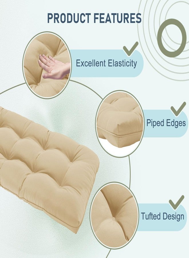downluxe Outdoor Bench Cushion for Patio Furniture, Waterproof Tufted Overstuffed Porch Swing Cushions, Thick Outdoor Loveseat Cushions, 48" X 18" X 5", Khaki, Set of 1 - Image 4