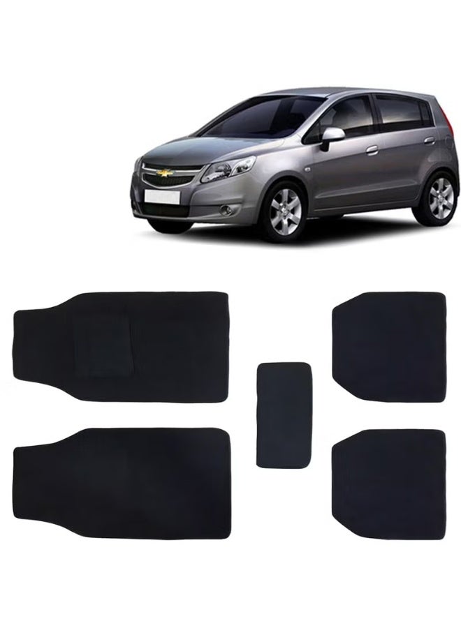 كلاسيك سجادات أرضية سيارة عالمية على شكل سجاد لسيارة شيفروليه سيل UVA موديل 2012-2017، لون أسود، سجادات أرضية سيارة مضادة للانزلاق، مجموعة كاملة من 5 قطع من سلسلة Executive Series - Image 1