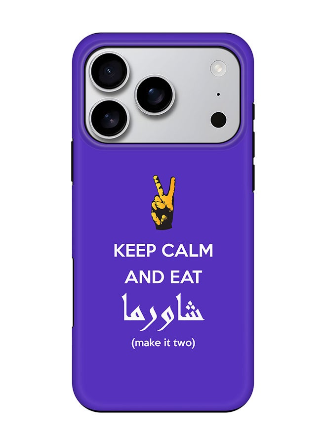 Stylizedd Tough Pro Magnetic Case for iPhone 17 Pro, Dual Layer hybrid PC + TPU Mobile Cover Matte - Keep Calm And Eat Shawarma (Blue)