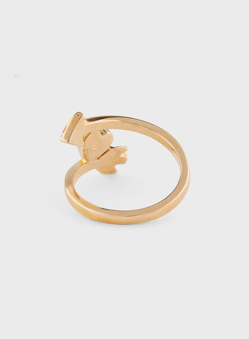 GUESS Embellished Detail Single Curved Ring