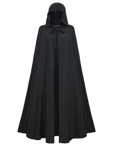 Scarlet Darkness Women Renaissance Hooded Cape Medieval Cloak Hobbit Halloween Costume Black - Image 1