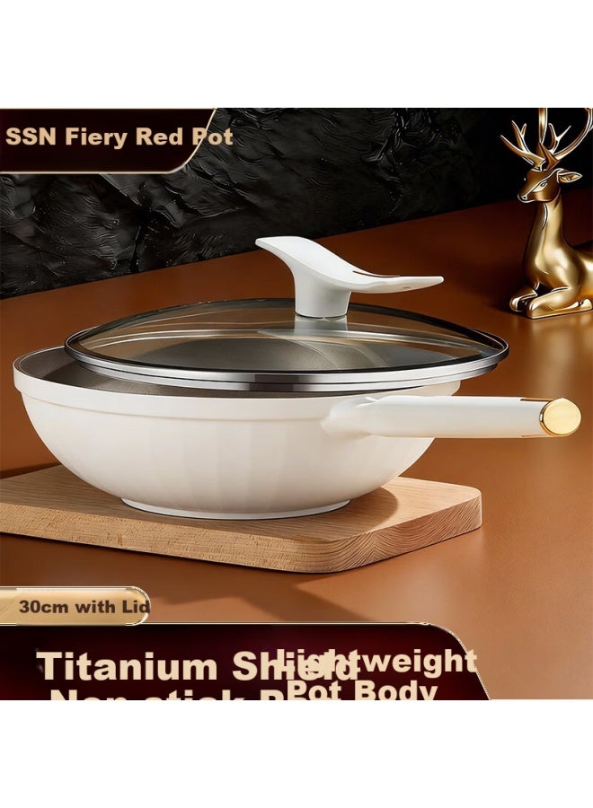 Ssn Titanium Non-stick Wok Frying Pan Induction Gas Stove Compatible Titanium Cookware Household Titanium Pan - Image 1