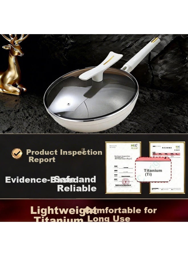 Ssn Titanium Non-stick Wok Frying Pan Induction Gas Stove Compatible Titanium Cookware Household Titanium Pan - Image 2