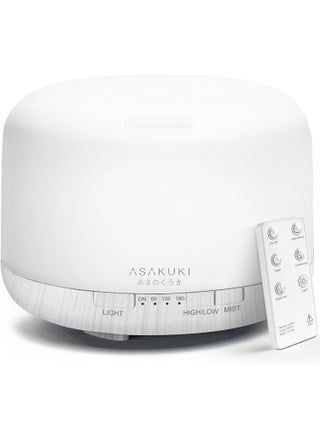 ASAKUKI 500ml Premium Essential Oil Diffuser with Remote Control, 5 in 1 Ultrasonic Aromatherapy Fragrant Oil Humidifier Vaporizer, Timer and Auto-Off Switch (White) - pzsku/ZD8585FE01F851F556CACZ/45/_/1744284405/7caf7e4a-87f3-4ec6-ac1a-681b35671812