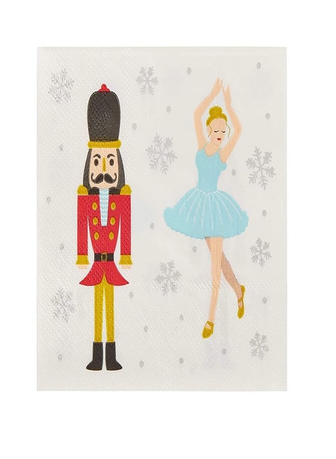 Juvale Ballet Cocktail Napkins - 100-Pack, 2-Ply White, 5x5 in Folded & 10x10 in Unfolded - Nutcracker Napkin Design & Disposable Party Supply - Absorbent for Cocktail & Dinner Events - Image 1