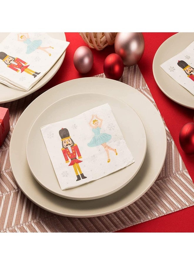 Juvale Ballet Cocktail Napkins - 100-Pack, 2-Ply White, 5x5 in Folded & 10x10 in Unfolded - Nutcracker Napkin Design & Disposable Party Supply - Absorbent for Cocktail & Dinner Events - Image 3