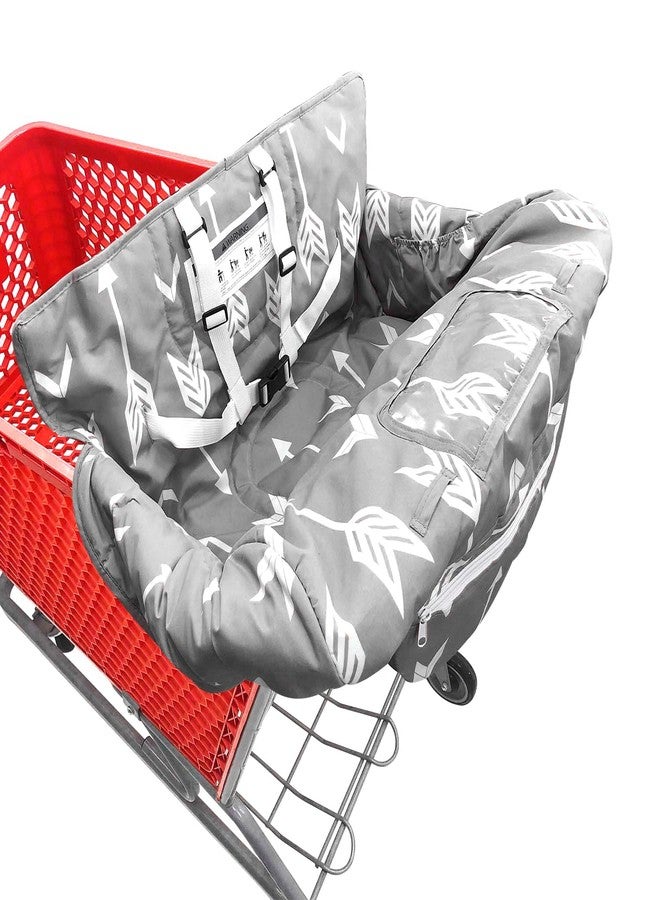 HIVVI Portable 2-in-1 Grocery Cart Seat Cover and Baby Highchair Cover (Gray Arrow) - Image 1