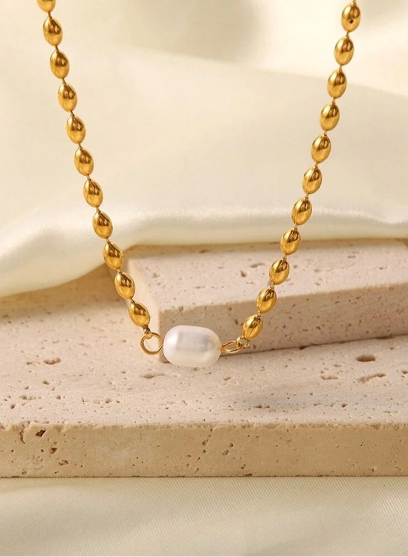 Equal Elegant Stainless Steel Gold Plated Jewellery Set For Women - Image 3