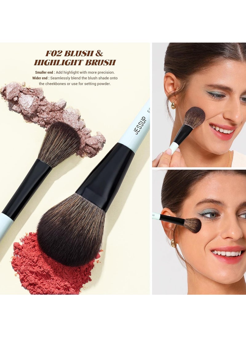Jessup Jessup Makeup Brushes 5pcs, 3pcs Double Sided Face Makeup Brush Set, 2pcs Makeup Sponges, Premium Vegan Foundation Contour Blush Highlight Concealer Brush Gift Packaging T510  - Image 4