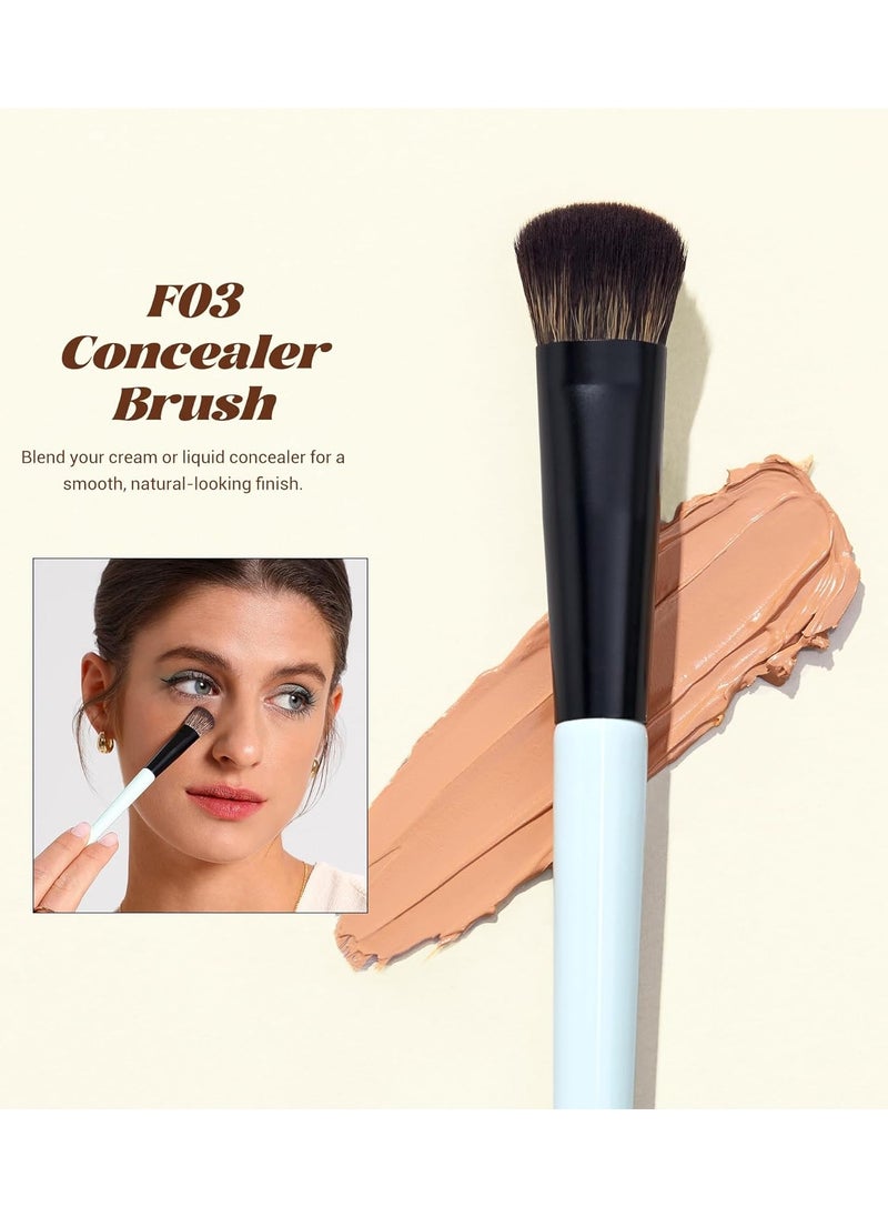 Jessup Jessup Makeup Brushes 5pcs, 3pcs Double Sided Face Makeup Brush Set, 2pcs Makeup Sponges, Premium Vegan Foundation Contour Blush Highlight Concealer Brush Gift Packaging T510  - Image 5