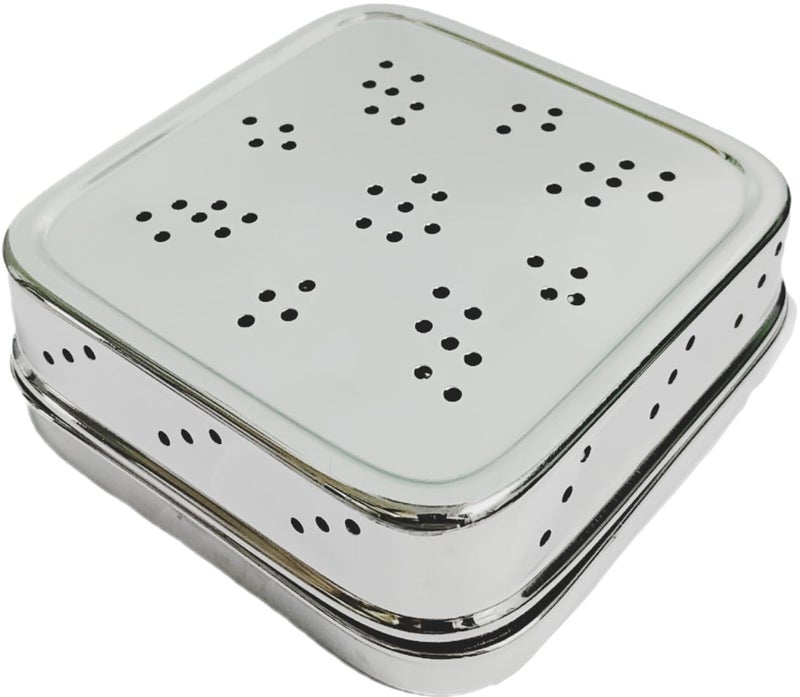 HOPE KART HOPE KART Coriander Storage Container for Fridge Multi Utility Stainless Steel Box for Fresh Curry Leaves Dhaniya Kothmir Dhana Square Silver 13L X 13W X 45 cm Pack of 1  - Image 5