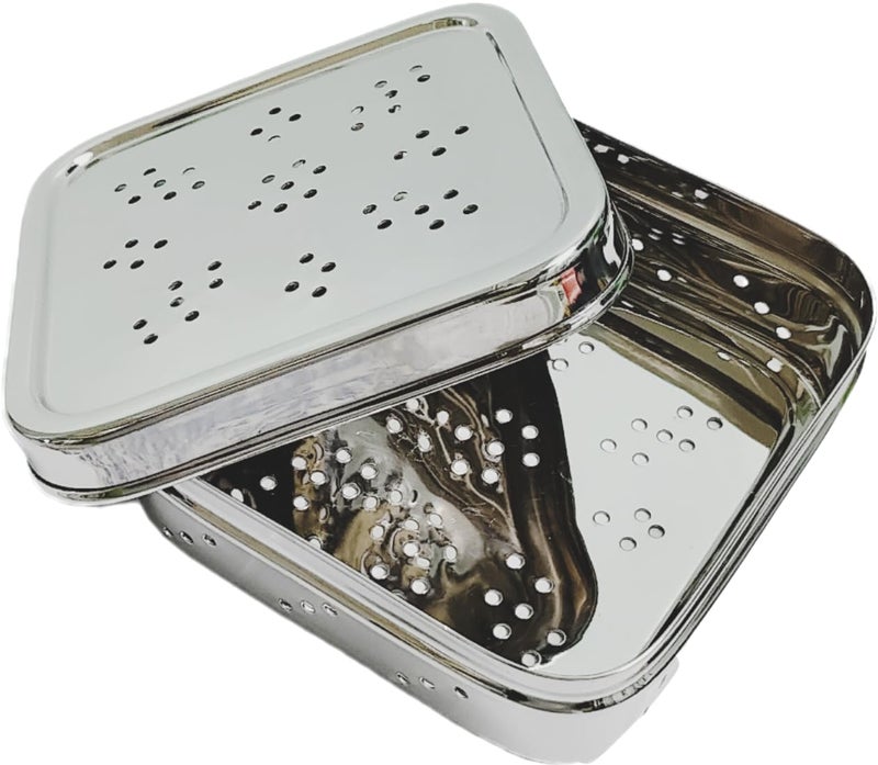 HOPE KART HOPE KART Coriander Storage Container for Fridge Multi Utility Stainless Steel Box for Fresh Curry Leaves Dhaniya Kothmir Dhana Square Silver 13L X 13W X 45 cm Pack of 1  - Image 2