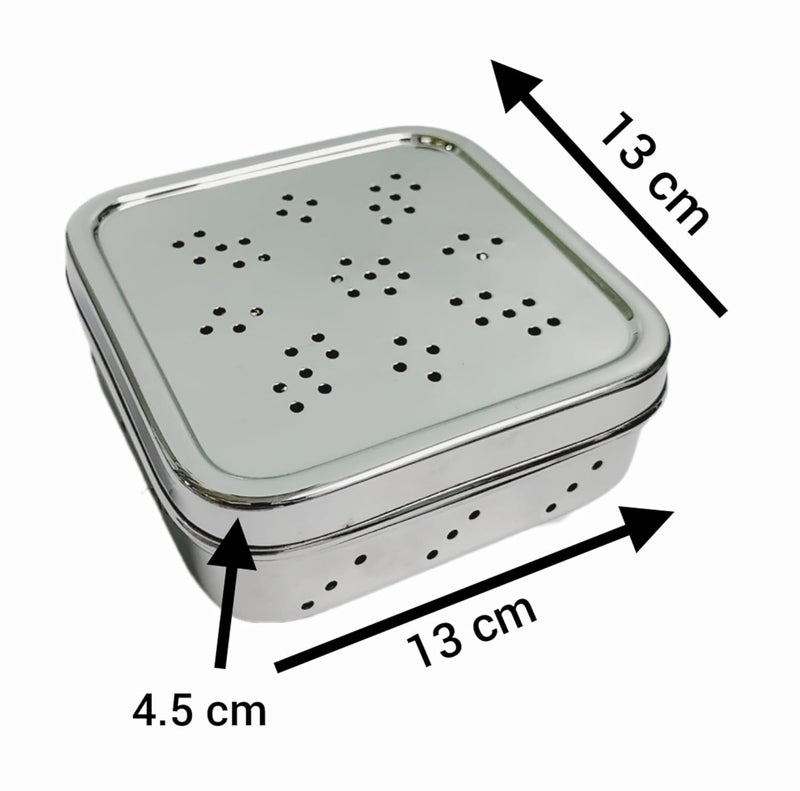 HOPE KART HOPE KART Coriander Storage Container for Fridge Multi Utility Stainless Steel Box for Fresh Curry Leaves Dhaniya Kothmir Dhana Square Silver 13L X 13W X 45 cm Pack of 1  - Image 3