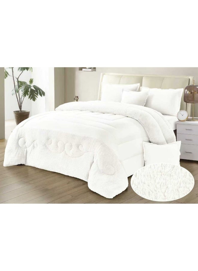مون مفرش سرير نفرين شتوي 6 قطع وجهين وجه مخمل وجه فرو مقاس كوين 230x250 سم - Image 1