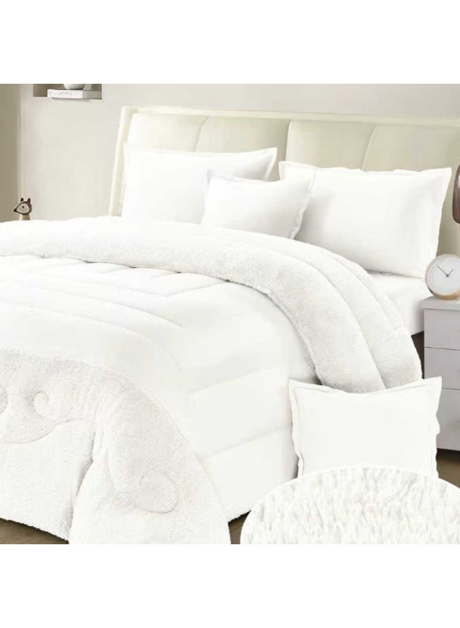 مون مفرش سرير نفرين شتوي 6 قطع وجهين وجه مخمل وجه فرو مقاس كوين 230x250 سم - Image 2