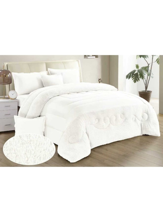 مون مفرش سرير نفرين شتوي 6 قطع وجهين وجه مخمل وجه فرو مقاس كوين 230x250 سم - Image 5