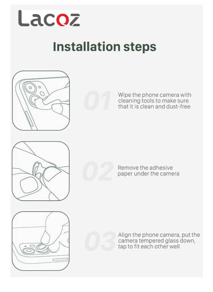 Lacoz Camera Lens Protectors for iPhone 16 Black
