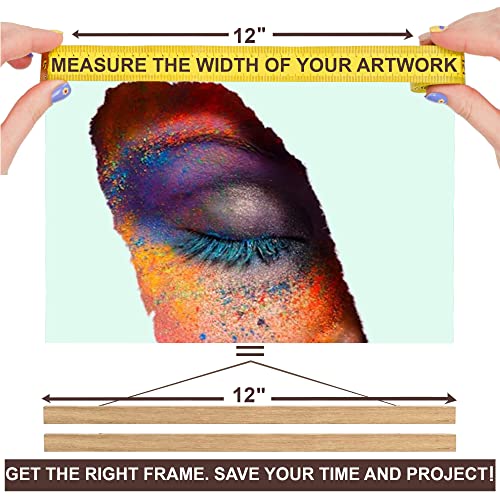 DACRI HOME Magnetic Poster Hanger Frame - Teak Wood, 12 inch Sturdy Magnetic Frame with Strong Magnets for Hanging Posters, Pictures, Scroll Wall Art, 12x16 12x18 12x24, Natural Wood - Image 3