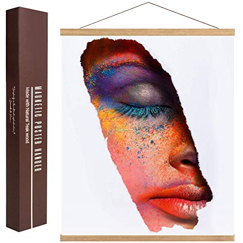 DACRI HOME Magnetic Poster Hanger Frame - Teak Wood, 12 inch Sturdy Magnetic Frame with Strong Magnets for Hanging Posters, Pictures, Scroll Wall Art, 12x16 12x18 12x24, Natural Wood - Image 1