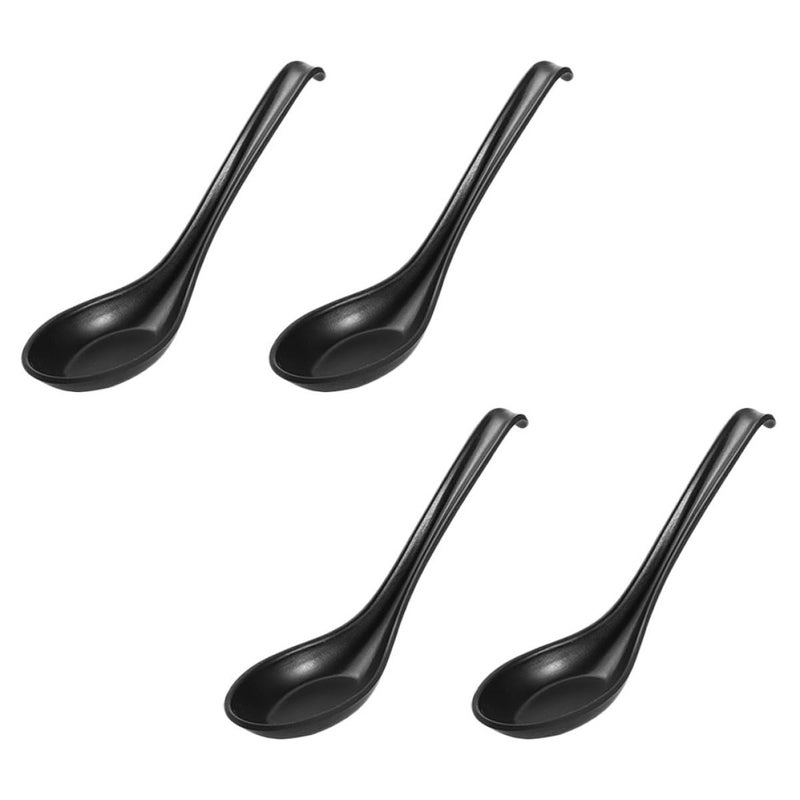 Melamine Soup Spoons Set of 4 Japanese Style Plastic Kitchen Tools for Home Dining - Image 2