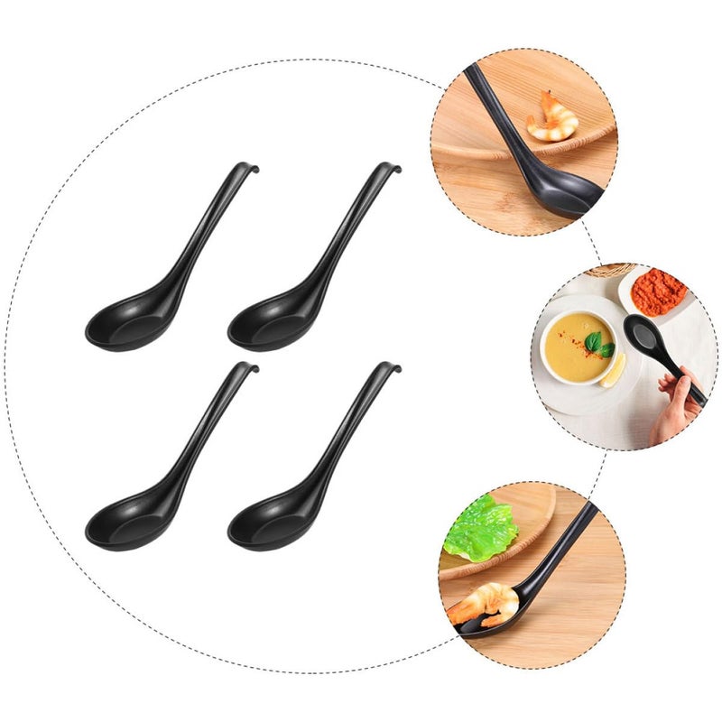 Melamine Soup Spoons Set of 4 Japanese Style Plastic Kitchen Tools for Home Dining - Image 4