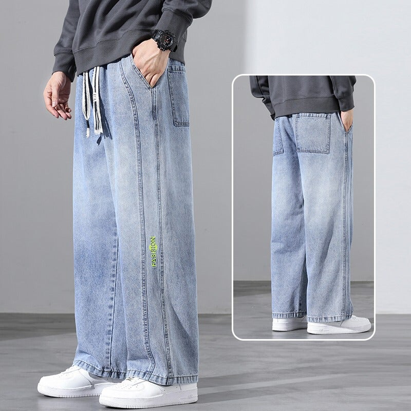 Unisex Classic Denim Jeans Loose Fit Daily Outdoor Wear - Image 1