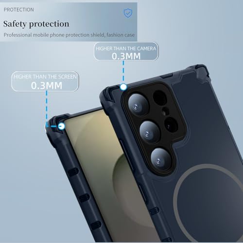 KARWAN Tough Shockproof Back Case Cover Compatible with Samsung S24 Ultra Dual Layer Armor Protection with Matt Finish,Edge Guard Bumper Heavy Duty Cover with Magnetic MagEase Wireless Charging (Blue) - Image 2
