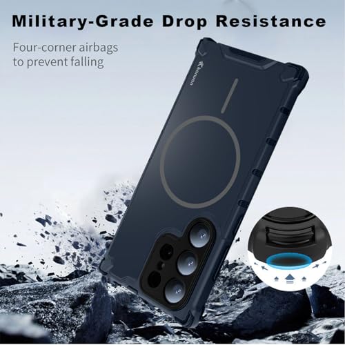 KARWAN Tough Shockproof Back Case Cover Compatible with Samsung S24 Ultra Dual Layer Armor Protection with Matt Finish,Edge Guard Bumper Heavy Duty Cover with Magnetic MagEase Wireless Charging (Blue) - Image 4