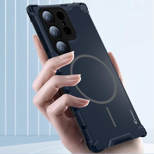KARWAN Tough Shockproof Back Case Cover Compatible with Samsung S24 Ultra Dual Layer Armor Protection with Matt Finish,Edge Guard Bumper Heavy Duty Cover with Magnetic MagEase Wireless Charging (Blue) - Image 3