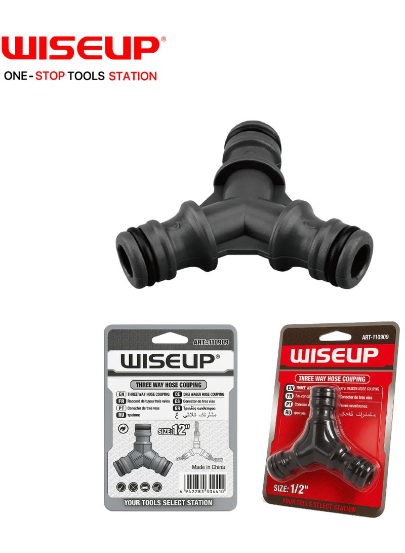 WISEUP 1/2" Plastic Three Way Water Connector - Image 1
