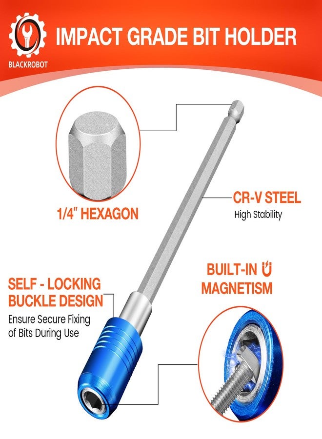 BLACKROBOT 3-Piece Magnetic Quick Change Impact Bit Holder, Drill Bit Extension for 1/4" Hex Drives, 2.5/4/6 Inch Length, Ideal for Screwdriver Bits, Nuts, Drills and Socket Driver Adapters - Image 3