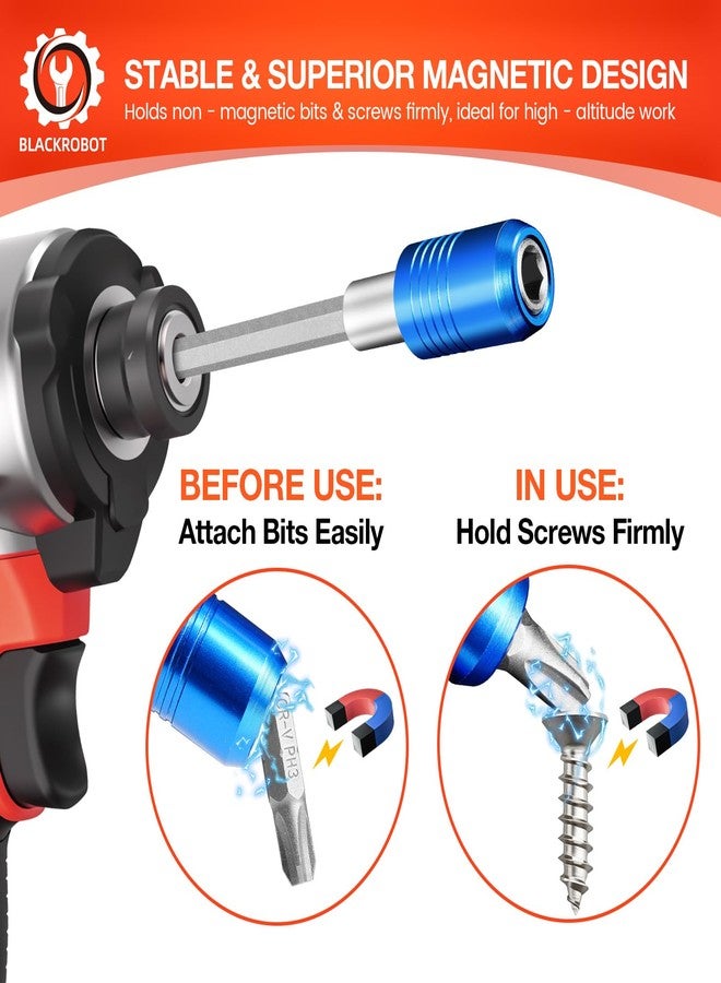 BLACKROBOT 3-Piece Magnetic Quick Change Impact Bit Holder, Drill Bit Extension for 1/4" Hex Drives, 2.5/4/6 Inch Length, Ideal for Screwdriver Bits, Nuts, Drills and Socket Driver Adapters - Image 4