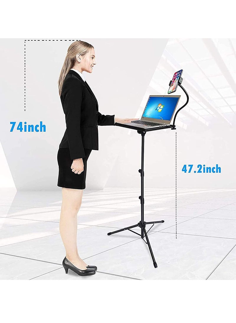 Generic - Projector Stand, Portable DJ Laptop Stand Adjustable Height 16 to 35 Inch, Tall Folding Floor Computer Tripod Stand for Indoor Outdoor Use(With phone holder) - Image 1