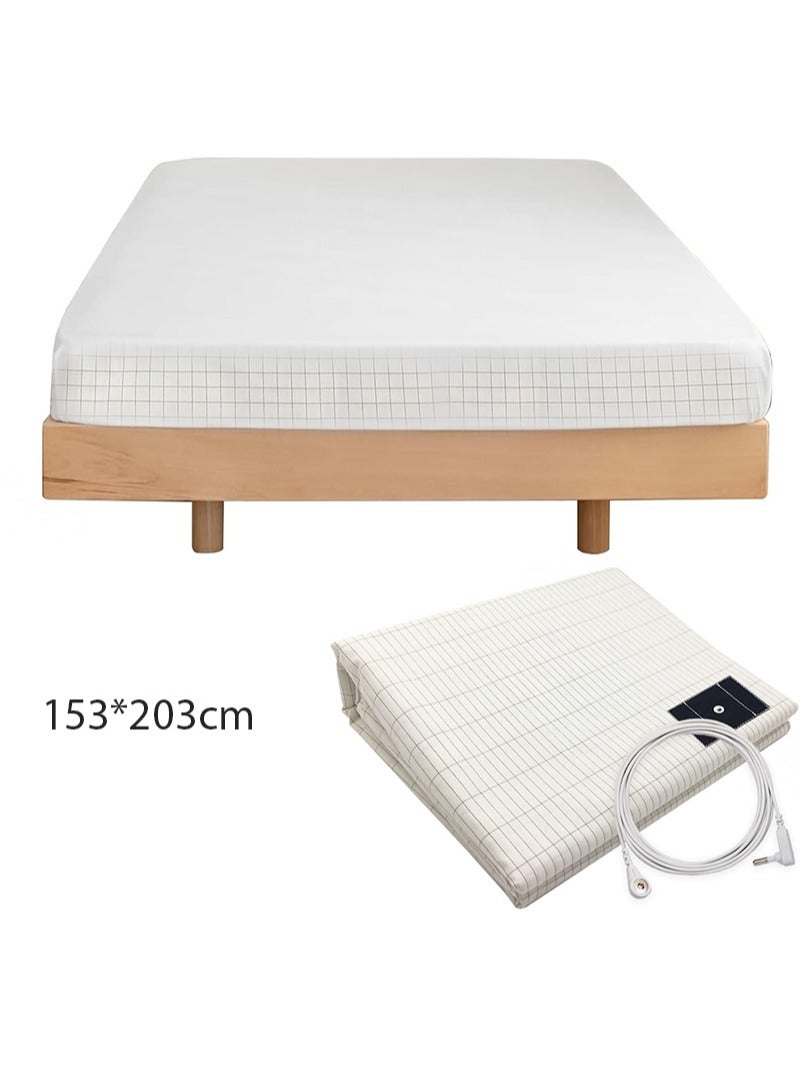 HaLunhi Queen Size Grounding Sheet，10% Pure Silver Fiber + 400 Thread Count Organic Cotton，Soft Grounding Fitted Sheet with Grounding Cord and Adapter，Improve Sleep (153*203cm)  - Image 1