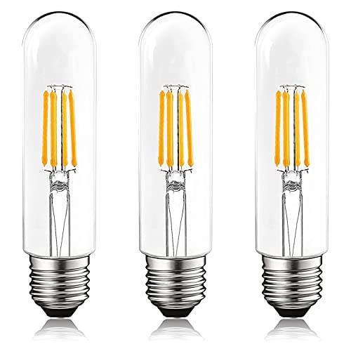 LUXRITE T10 LED Bulb, 5W=60W Equivalent, 2700K Warm White, Vintage Edison Filament Bulb, 500 Lumens, Tubular Light Bulb, Damp Rated, UL Listed, E26 Standard Base (3 Pack) - Image 1