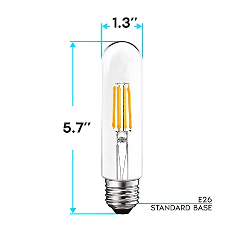 LUXRITE T10 LED Bulb, 5W=60W Equivalent, 2700K Warm White, Vintage Edison Filament Bulb, 500 Lumens, Tubular Light Bulb, Damp Rated, UL Listed, E26 Standard Base (3 Pack) - Image 5