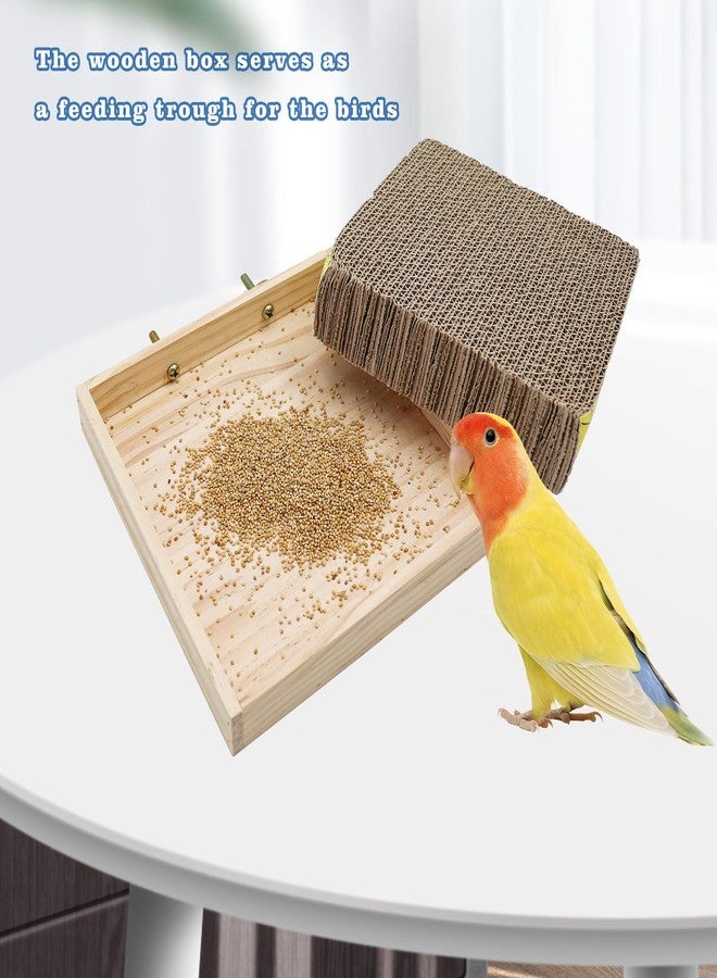 Neeenn Bird Perch Stand Platform with Cardboard Toys, Parrot Chewing Toys, Parakeets Foraging Toys, Bird Paw Grinding Perch, Cage Accessry for Small Birds Parakeets Conure Cockatiels Lovebird - Image 5
