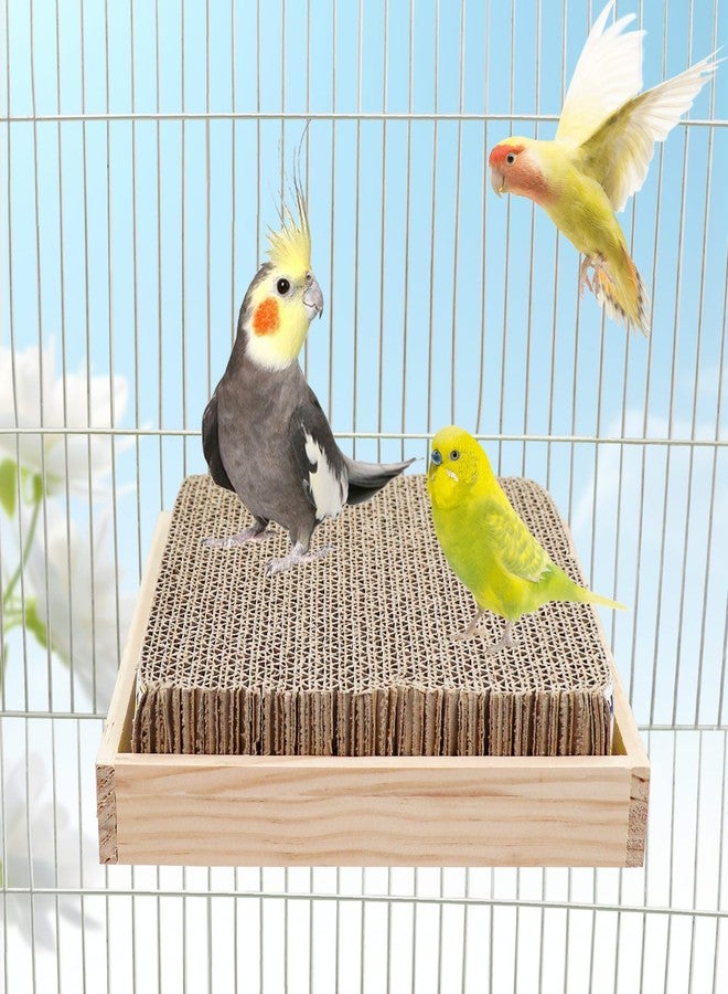 Neeenn Bird Perch Stand Platform with Cardboard Toys, Parrot Chewing Toys, Parakeets Foraging Toys, Bird Paw Grinding Perch, Cage Accessry for Small Birds Parakeets Conure Cockatiels Lovebird - Image 2
