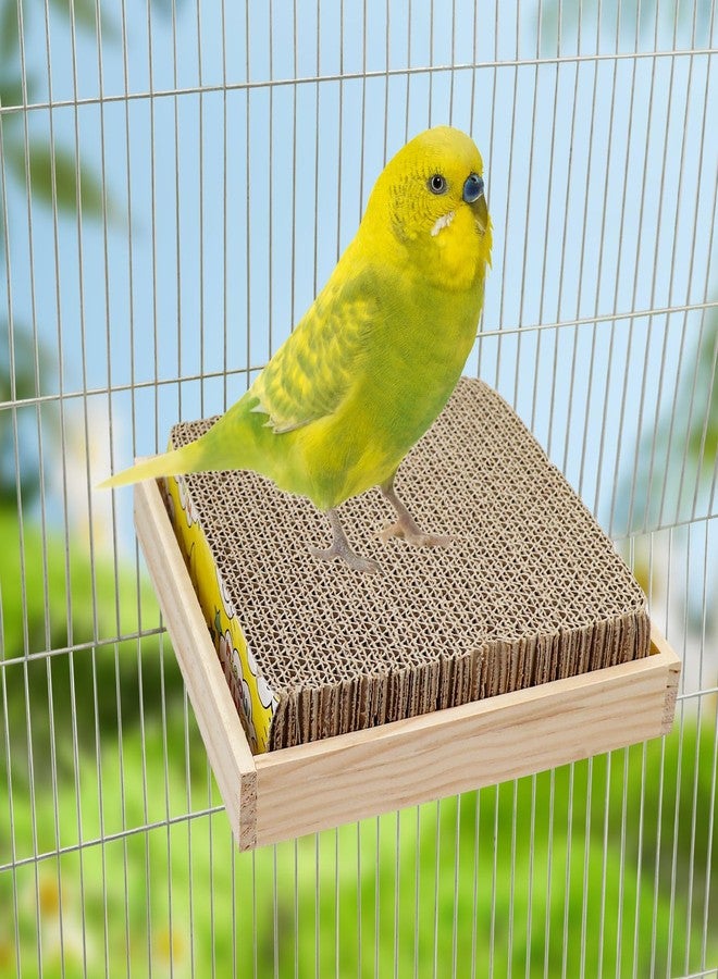 Neeenn Bird Perch Stand Platform with Cardboard Toys, Parrot Chewing Toys, Parakeets Foraging Toys, Bird Paw Grinding Perch, Cage Accessry for Small Birds Parakeets Conure Cockatiels Lovebird - Image 4