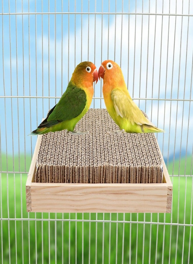 Neeenn Bird Perch Stand Platform with Cardboard Toys, Parrot Chewing Toys, Parakeets Foraging Toys, Bird Paw Grinding Perch, Cage Accessry for Small Birds Parakeets Conure Cockatiels Lovebird - Image 3