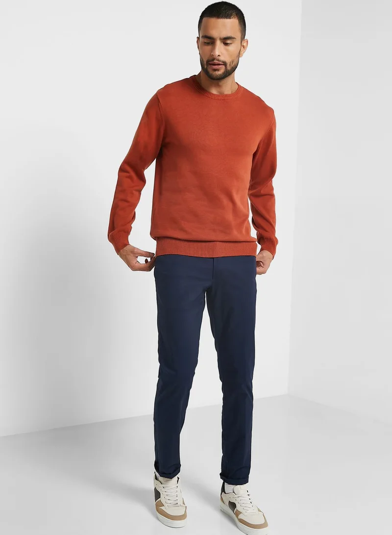 Robert Wood Cotton Crew Neck Knit Sweater